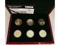 Estojo 6 x Moedas euros comemorativas Luxemburgo 2009 a 2012