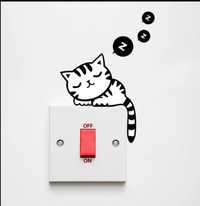 Наклейка "Спящий кот", на стену, на выключатель, в детскую