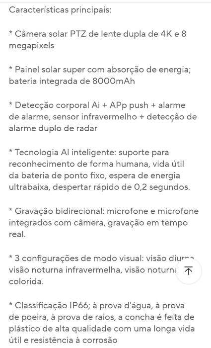 Câmera solar 4G 2 lentes