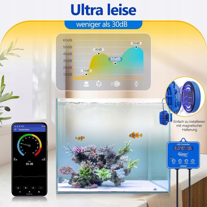 Pompa akwariowa DC, 6 trybów fal, 10W, do akwariów słodko