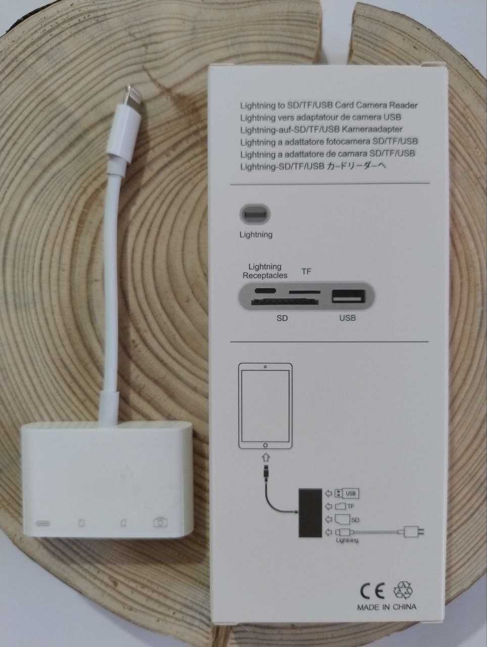 Адаптер OTG переходник картридер iPhone Type-C Lightning AUX SD TF CF