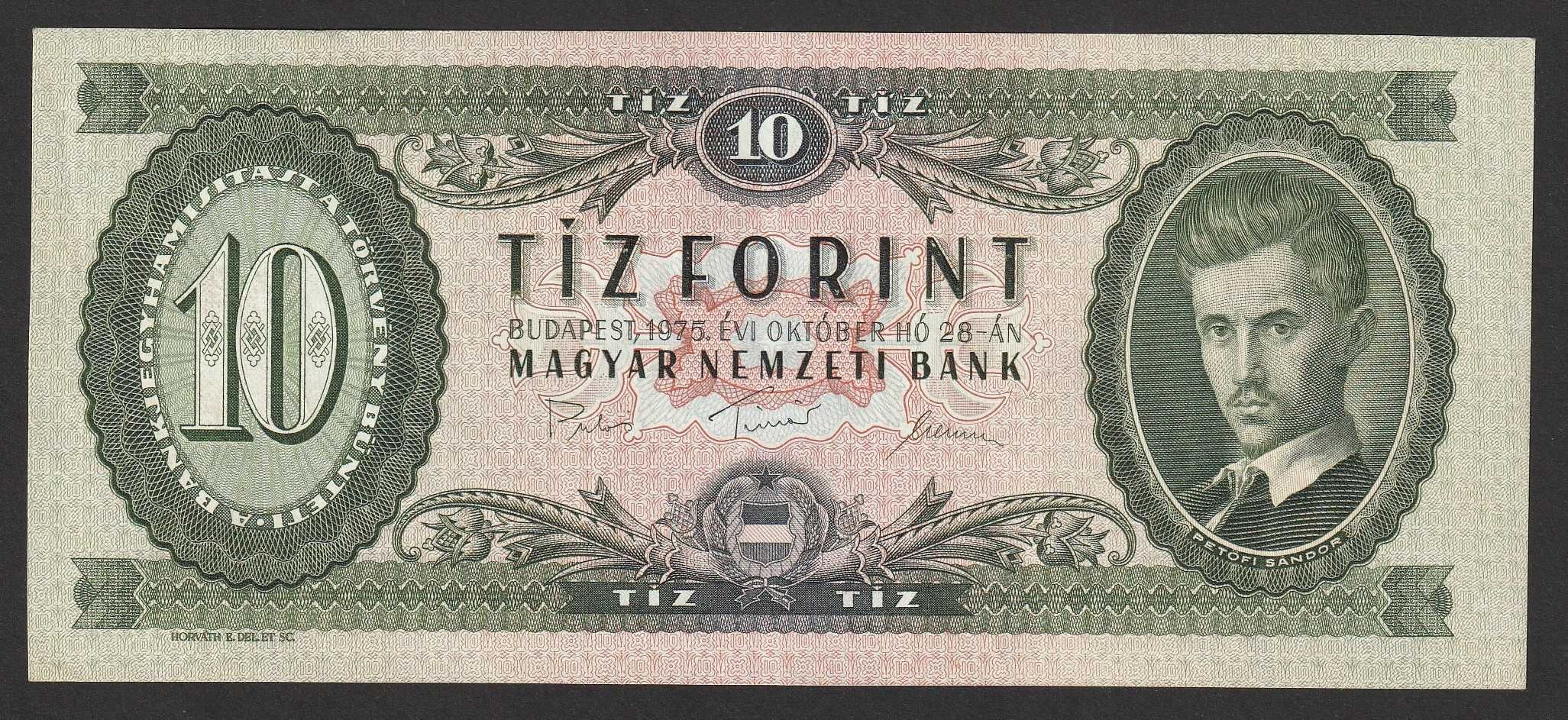 Węgry 10 forint 1975 - stan bankowy UNC -