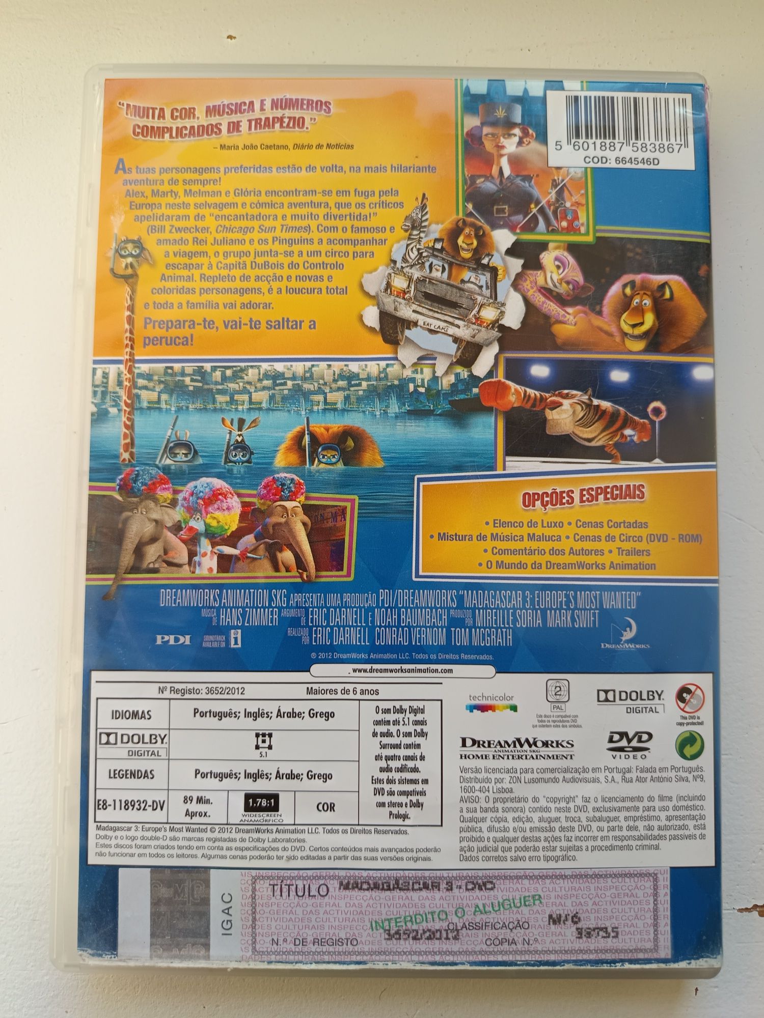 DVD Madagáscar 3
