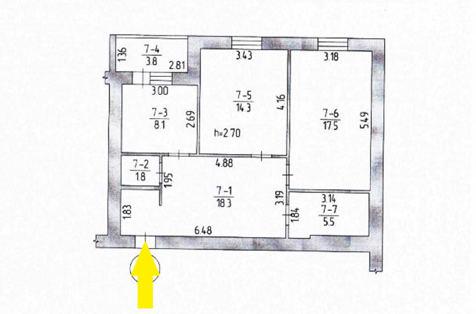 Продаж, 2 кімн. квартира 70 м. в новому будинку, м-н Північний