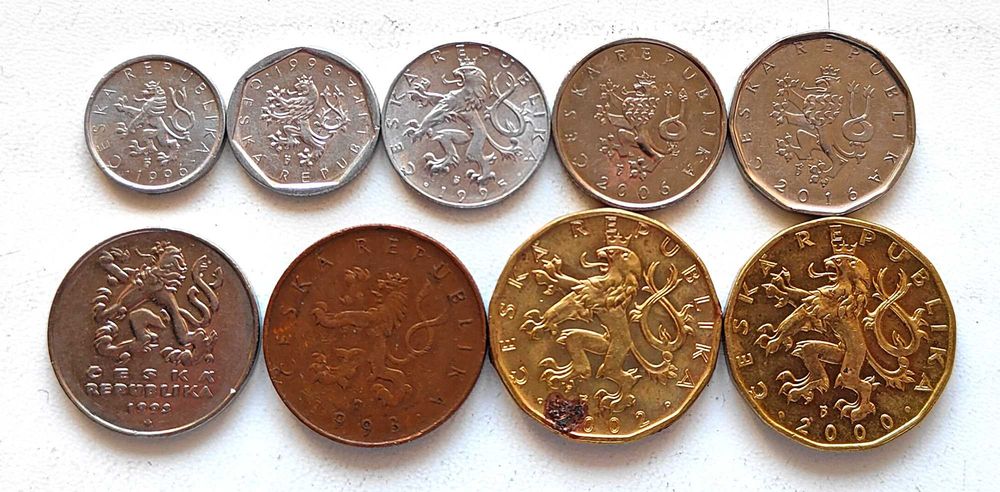 Набор монет Чехии (геллеры, кроны), 9 шт
