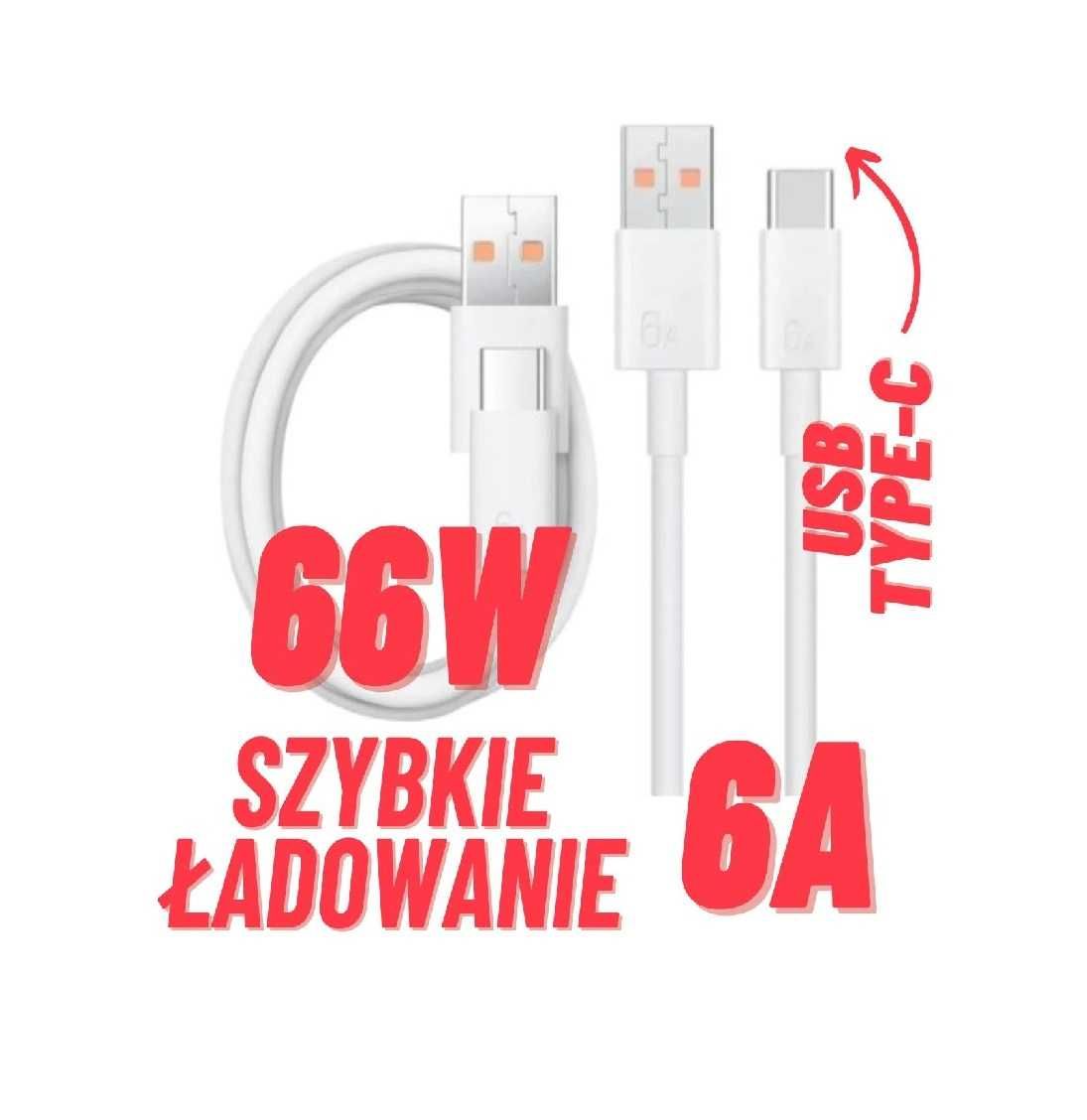 Kabel USB-C 6A 66W do Ładowania HUAWEI SuperCharge - biały | 1m! bulk