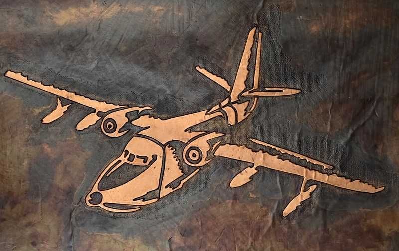 Duży obraz płaskorzeźba samolot z miedzi - Grumman HU-16 Albatross