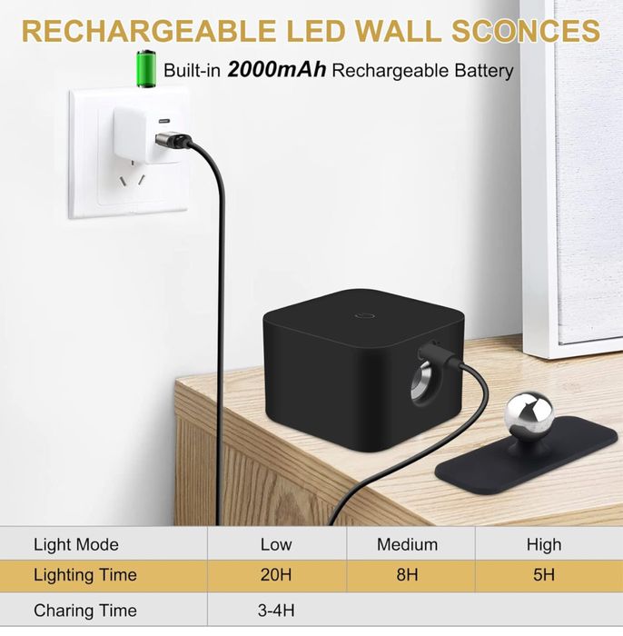 Lampa ścienna do wnętrz, 3 poziomy jasności