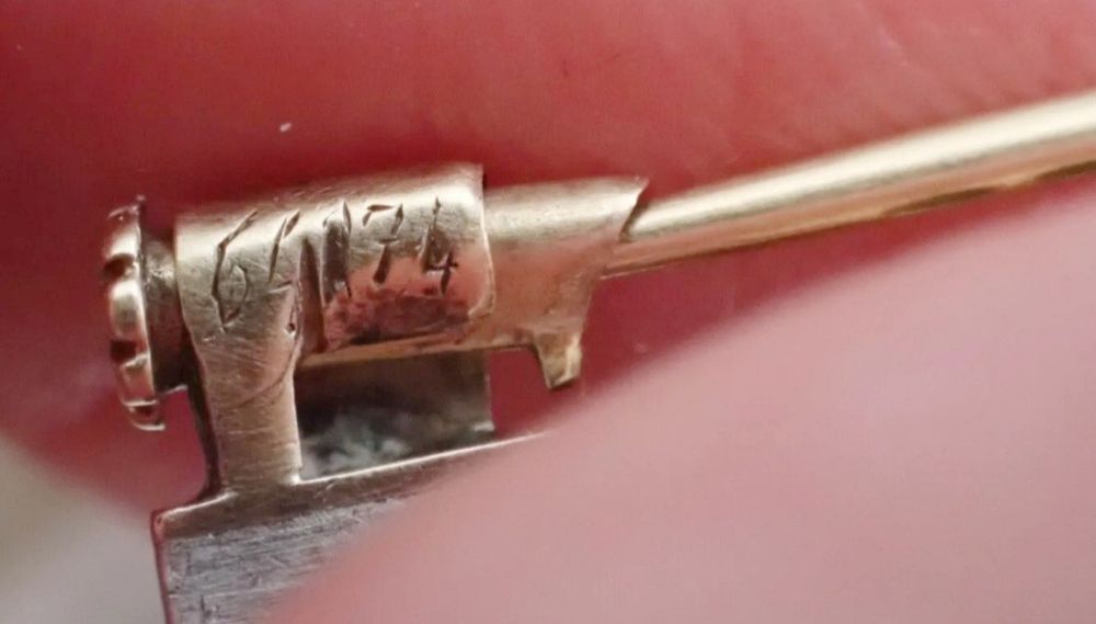 Art nouveau Francja broszka złoto 18 k srebro diamenty 0.50ct ametysty