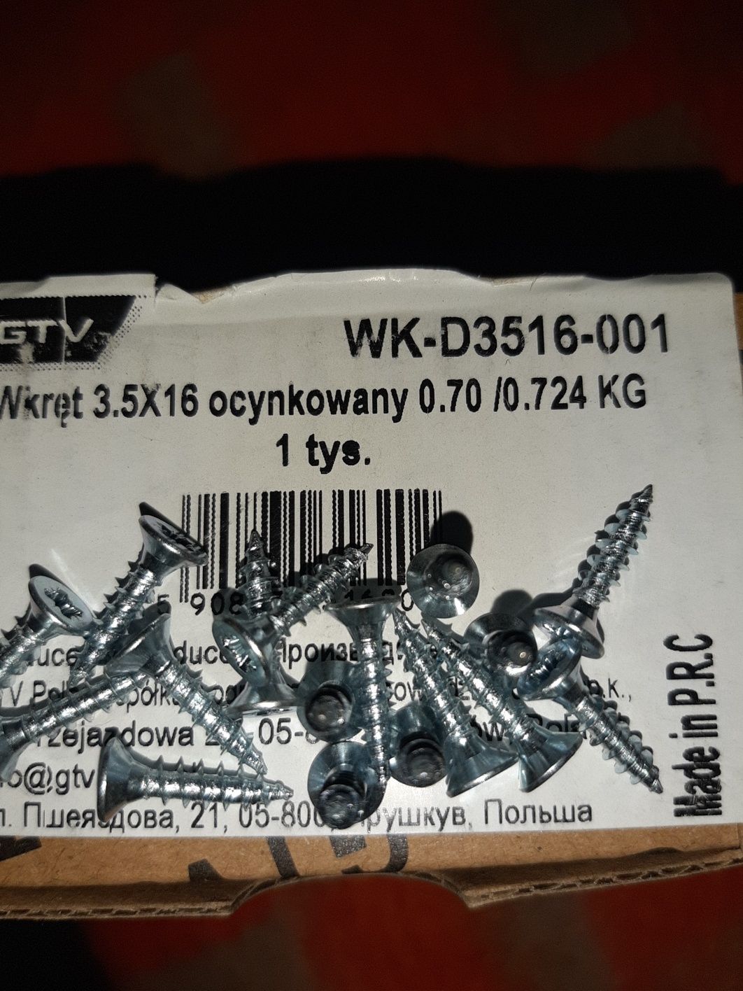 Wkręty GTV 3,5×16 ocynkowane