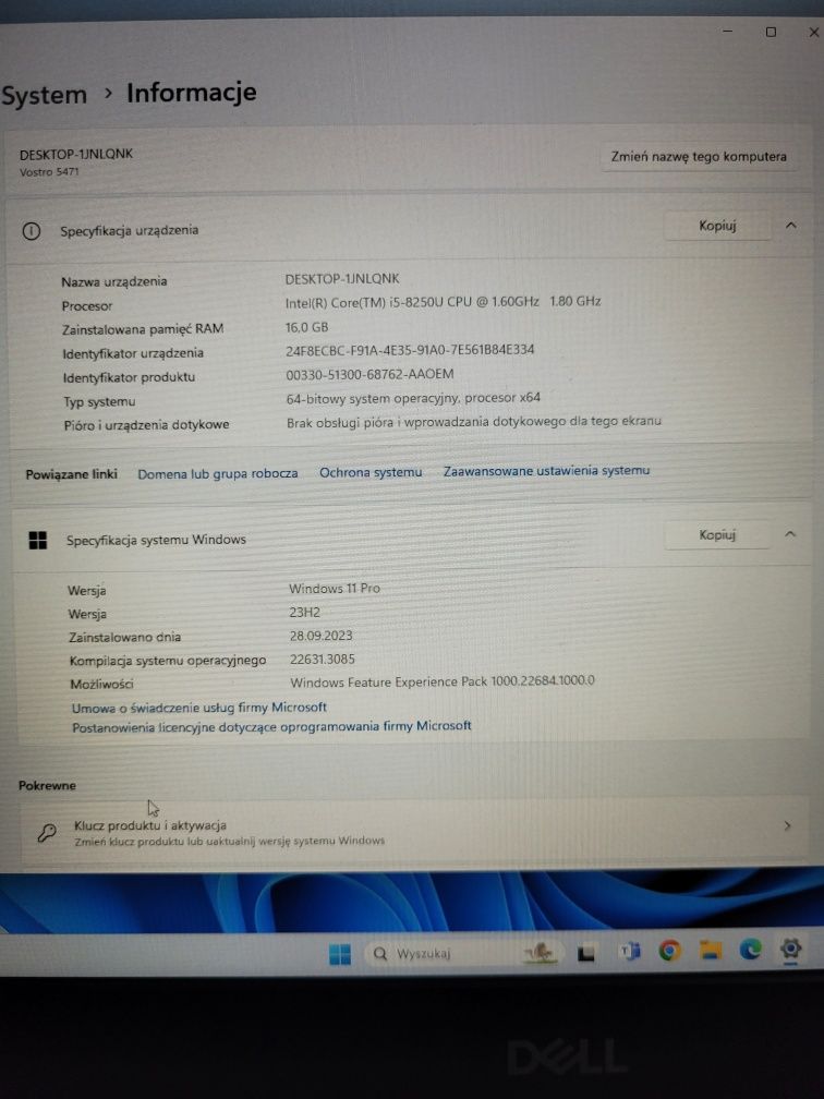 Laptop Dell Vostro 5471 Intel i5-8250U/14"FHD/16GB RAM/256 GB SSD