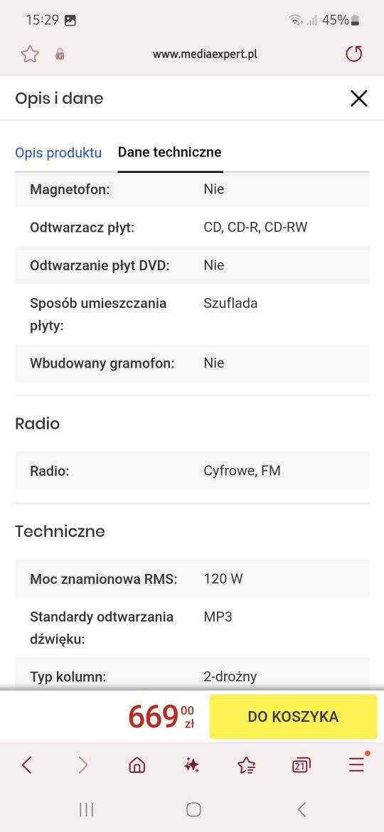 Wieża blaupunkt MS50BT  radio