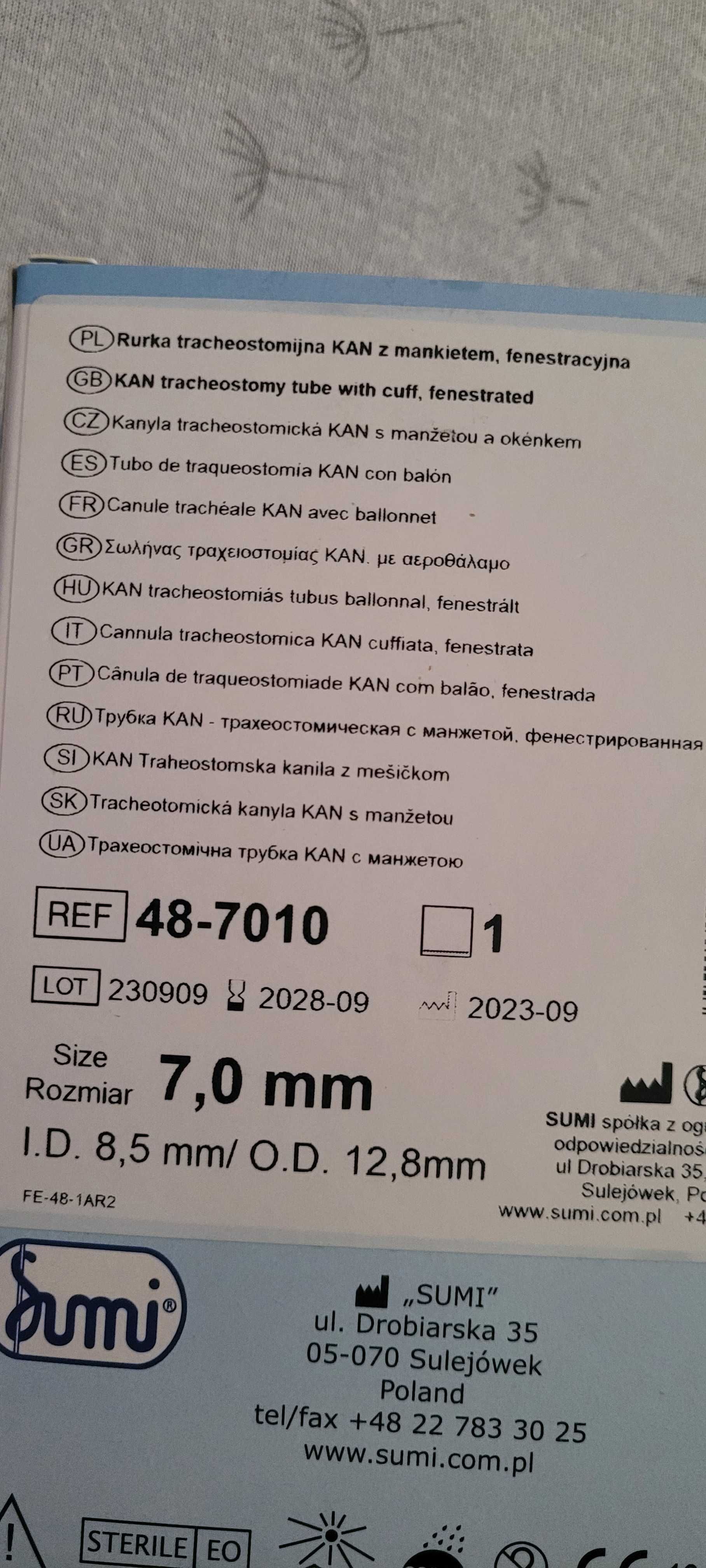 Rurka tracheostomijna KAN z mankietem , fenestracyjna