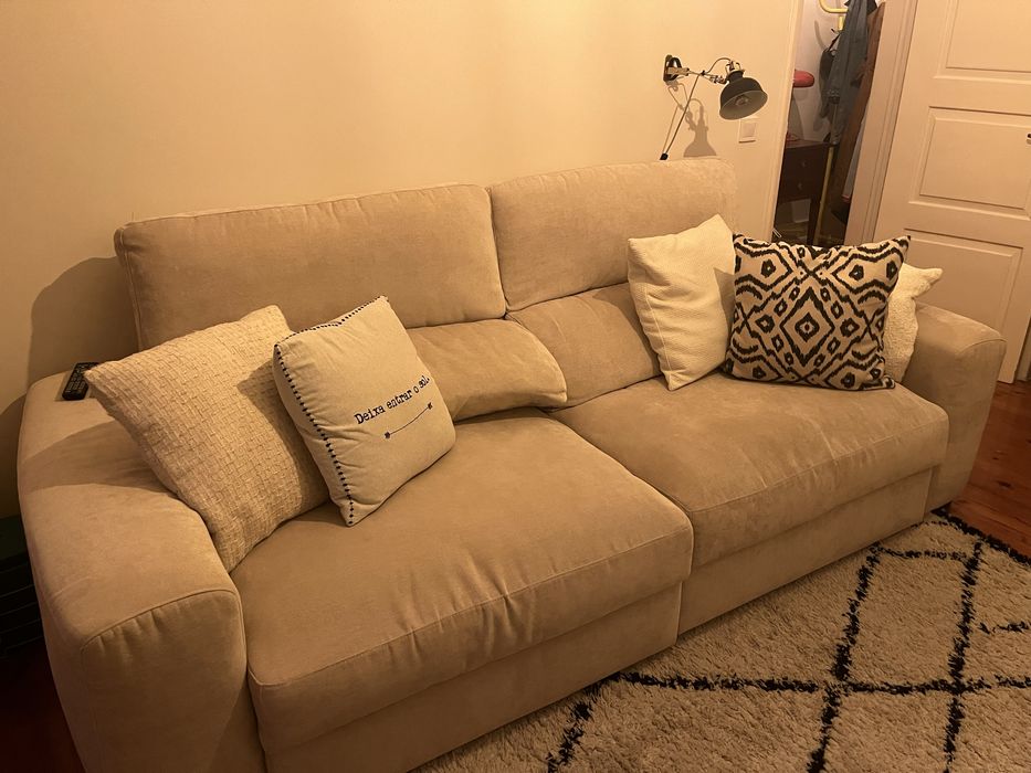 Sofá extensível beje com garantia