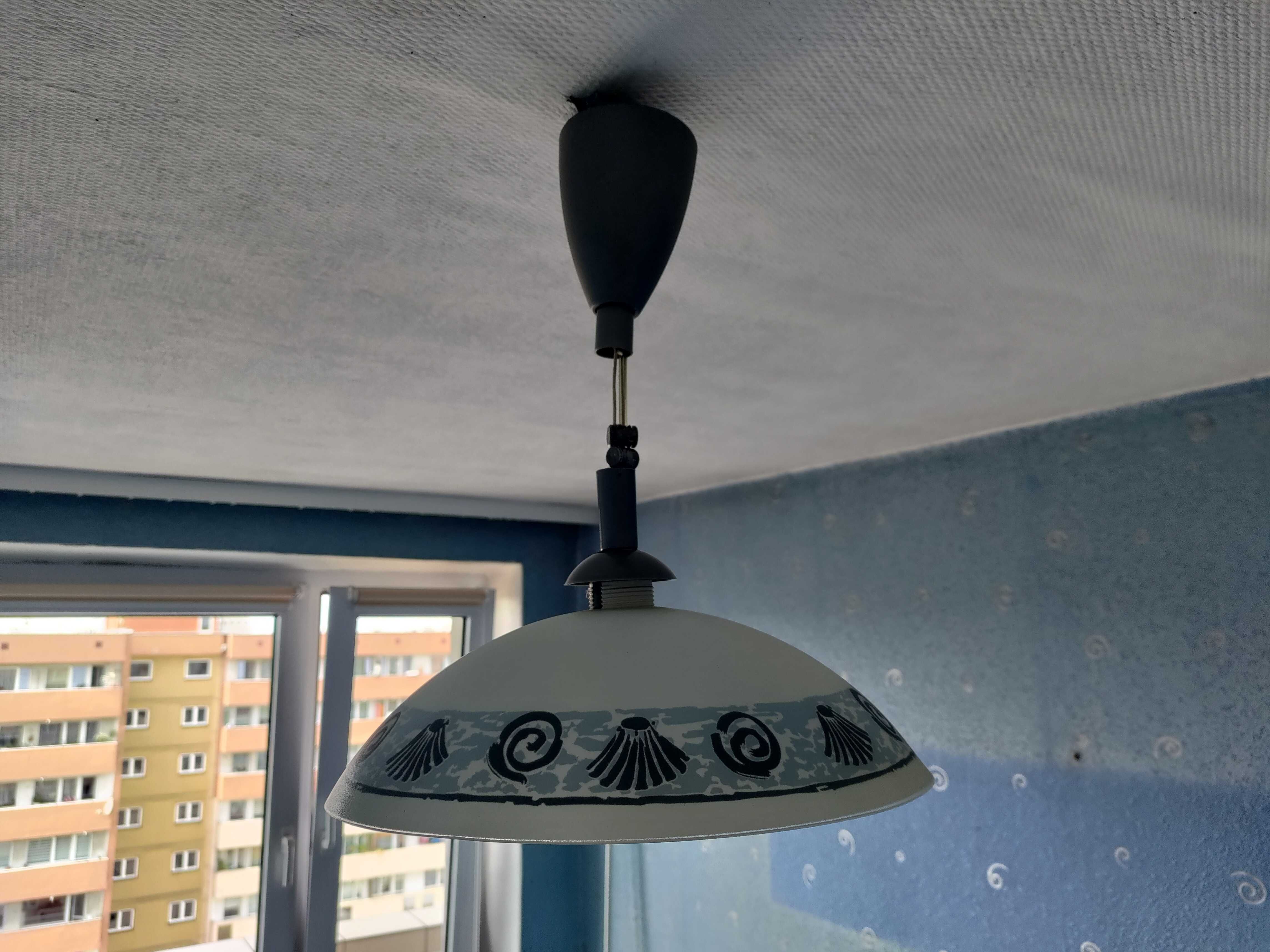 Lampa wisząca sufitowa biało-niebieska żyrandol