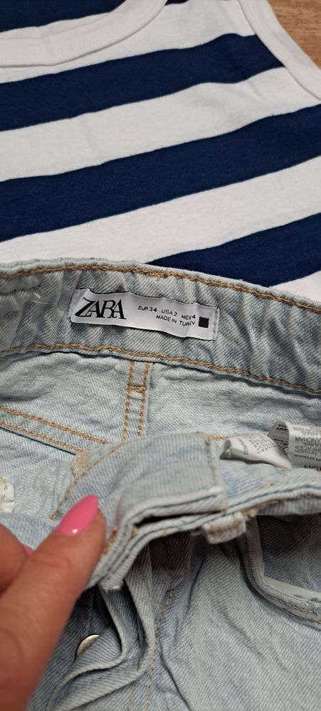 Szorty jeansowe jasny denim Zara r.34 wysoki stan szorty dżinsowe