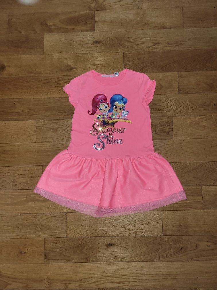 Sukienka Sukieneczka H&M Shimmer & Shine 122/128 neonowa