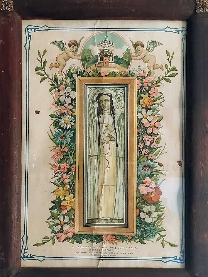 Quadro antigo ilustração Santa Maria Adelaide por São José Sousa Gama
