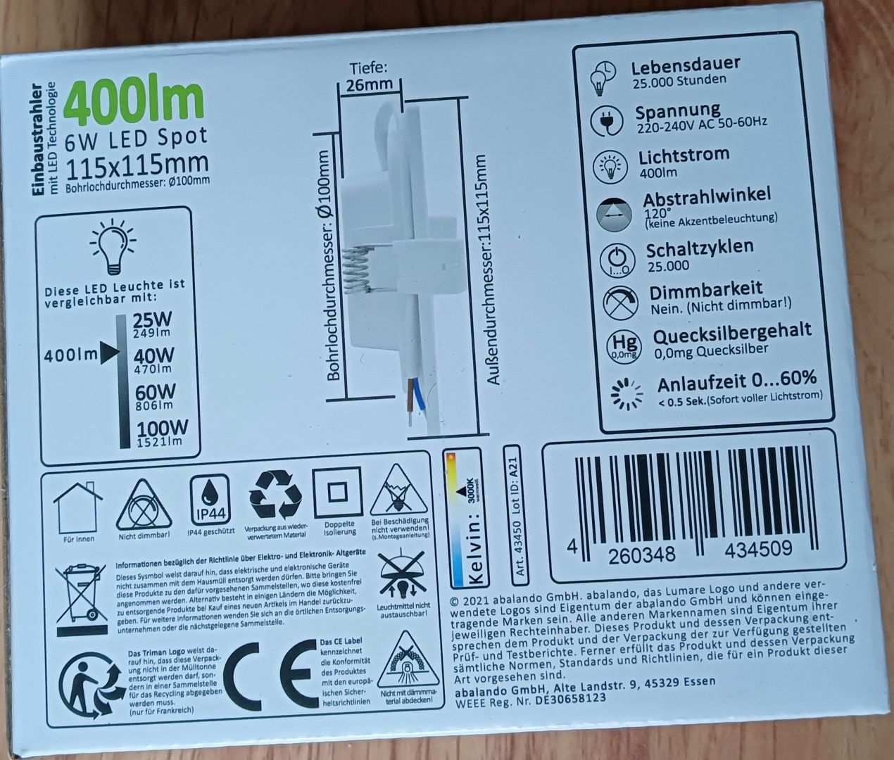 Lumare Reflektor LED 6W, 400lm