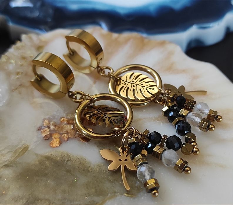 Kolczyki Forest kamienie naturalne Turmalin / Kryształ górski