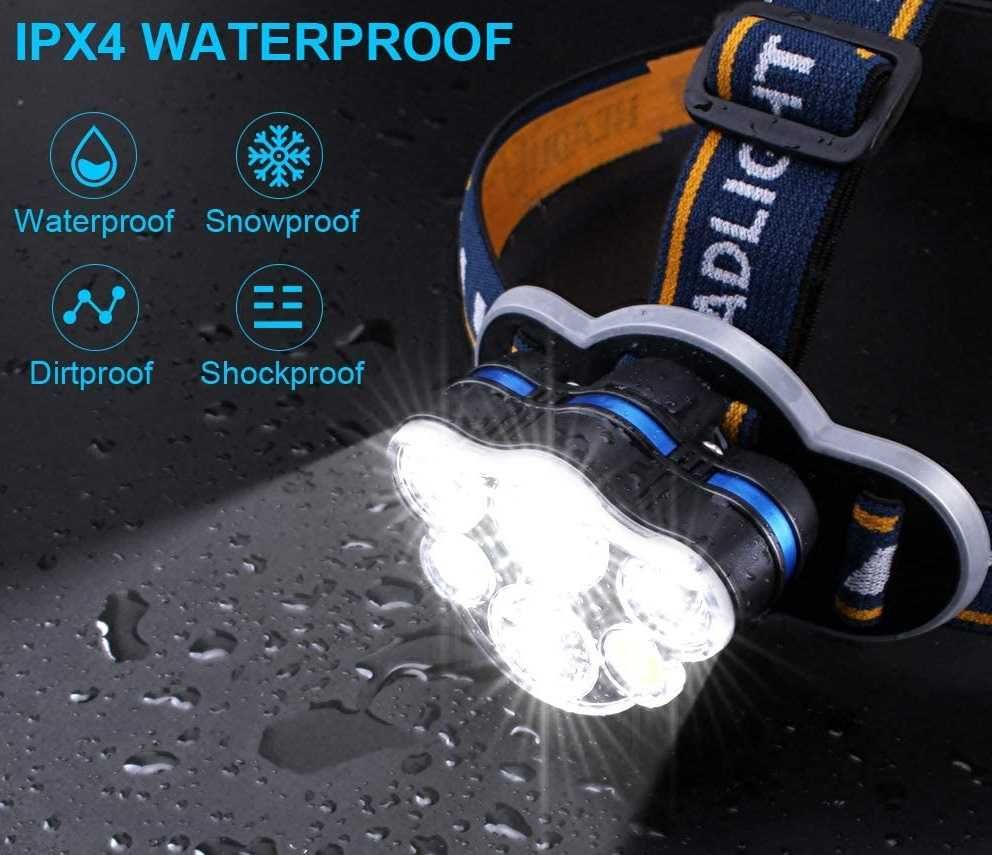 Mocna LATARKA CZOŁOWA 5 6 8 LED CREE Lampka Czołówka