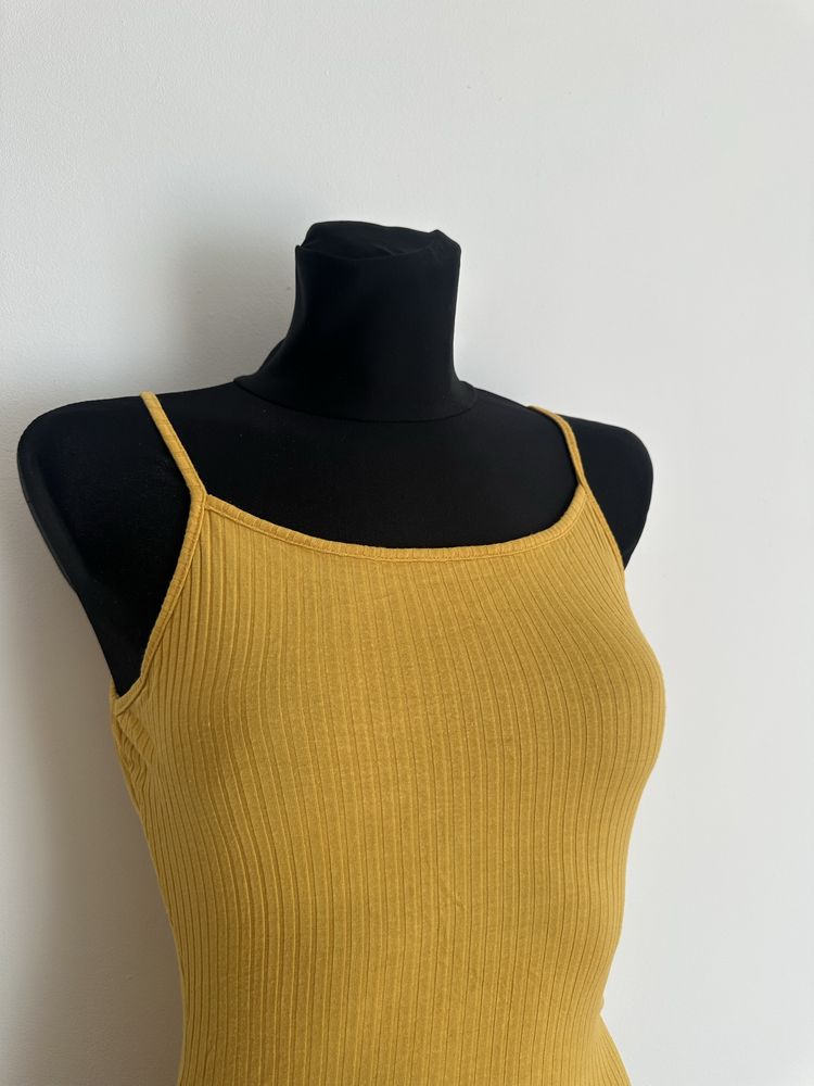 Musztardowe body ramiączka w prążki prążkowane M 38 L 40 Tally Weijl