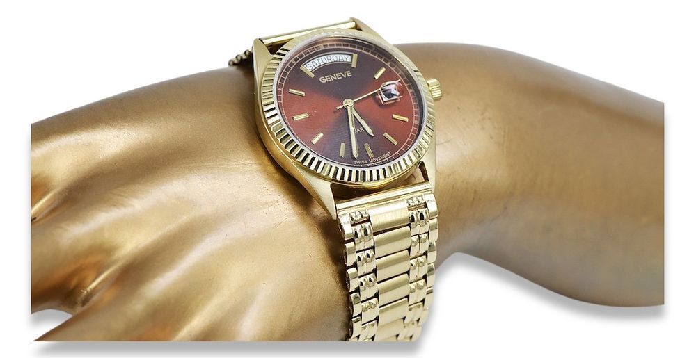 Złoty zegarek z bransoletą męski 14k Geneve mw013ydbr&mbw006y Wrocław