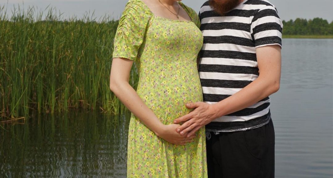 Zielona długa sukienka ciążowa maxi sesja S asos