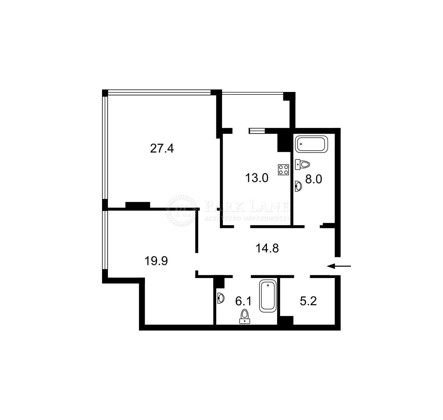 2к 100,3м Видовая Центр ул. Антоновича 44 ЖК Chicago Central House