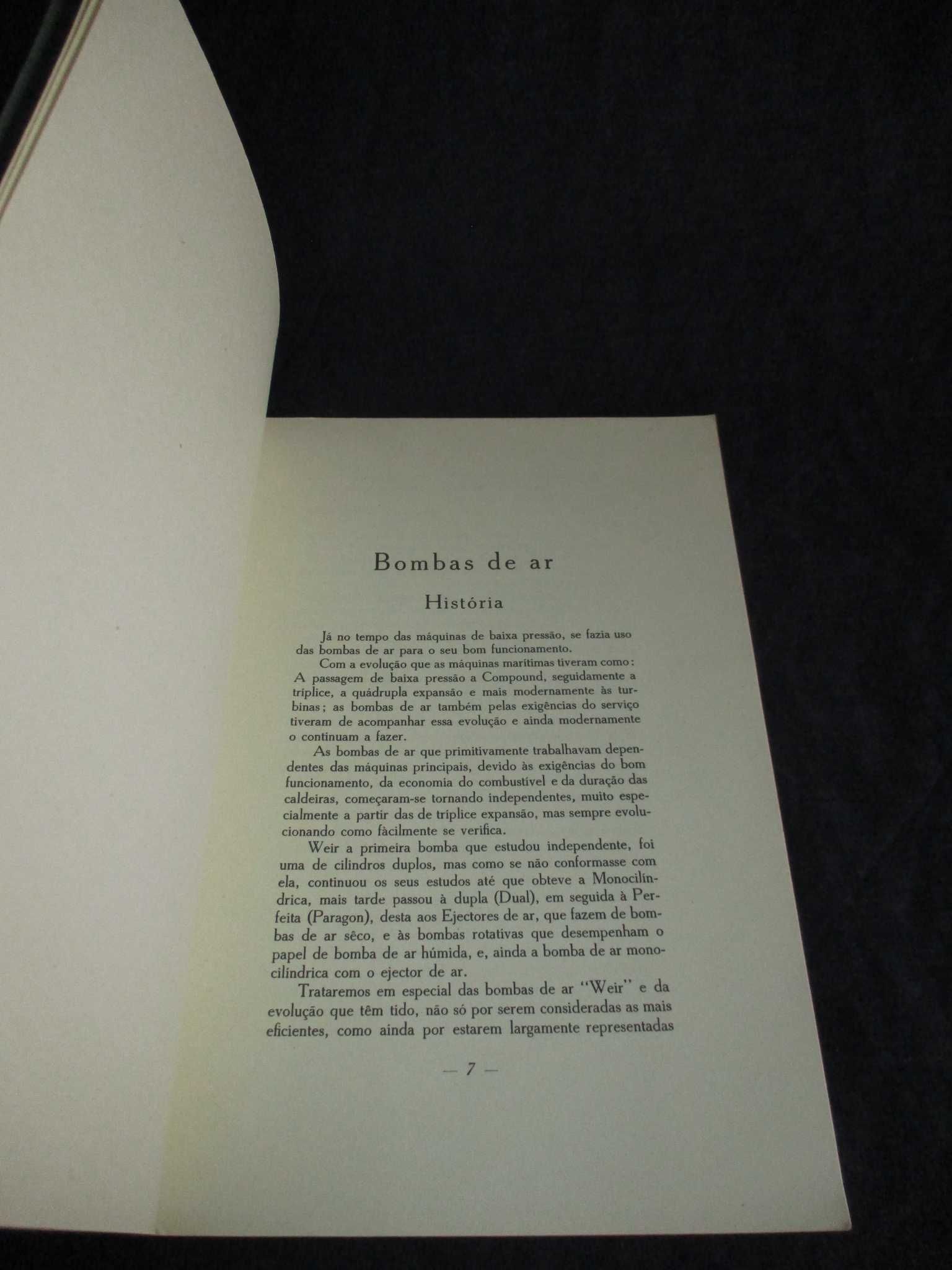 Livro Bombas de Ar Weir Imprensa da Armada 1931