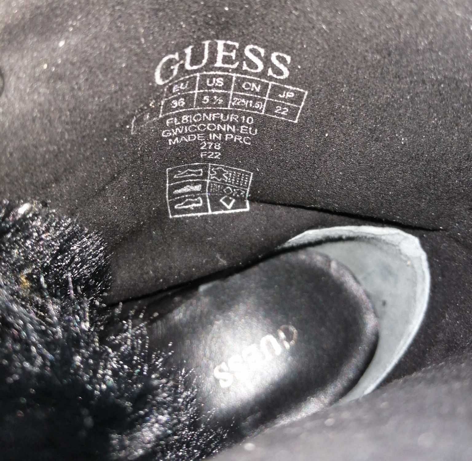 GUESS Icconn Botki Damskie Zamszowe 36 Oryginalne Buty Wysokie Czarne
