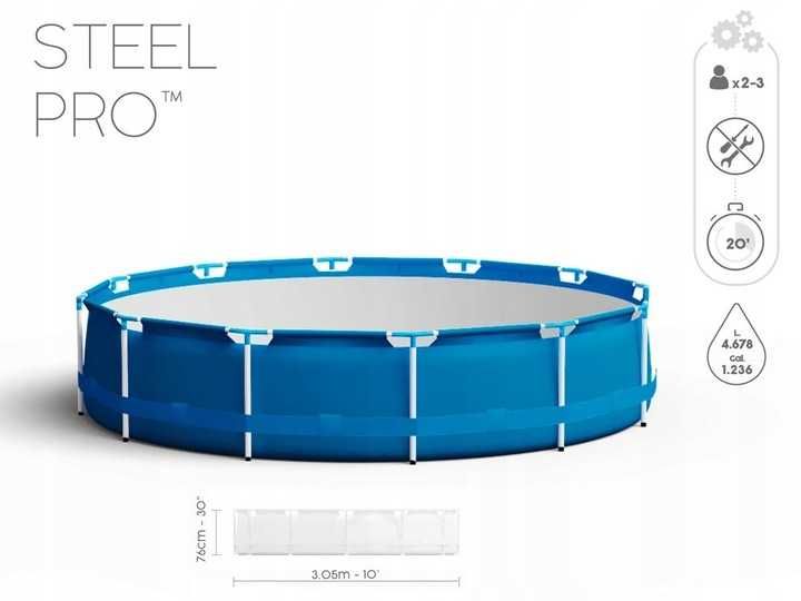 Basen Bestway 305x76 305 x 76 Steel Pro 56679 + Akcesoria Okrągły