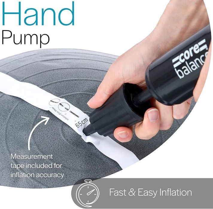 Piłka gimnastyczna do jogi fitness z pompką 65cm core balance szara