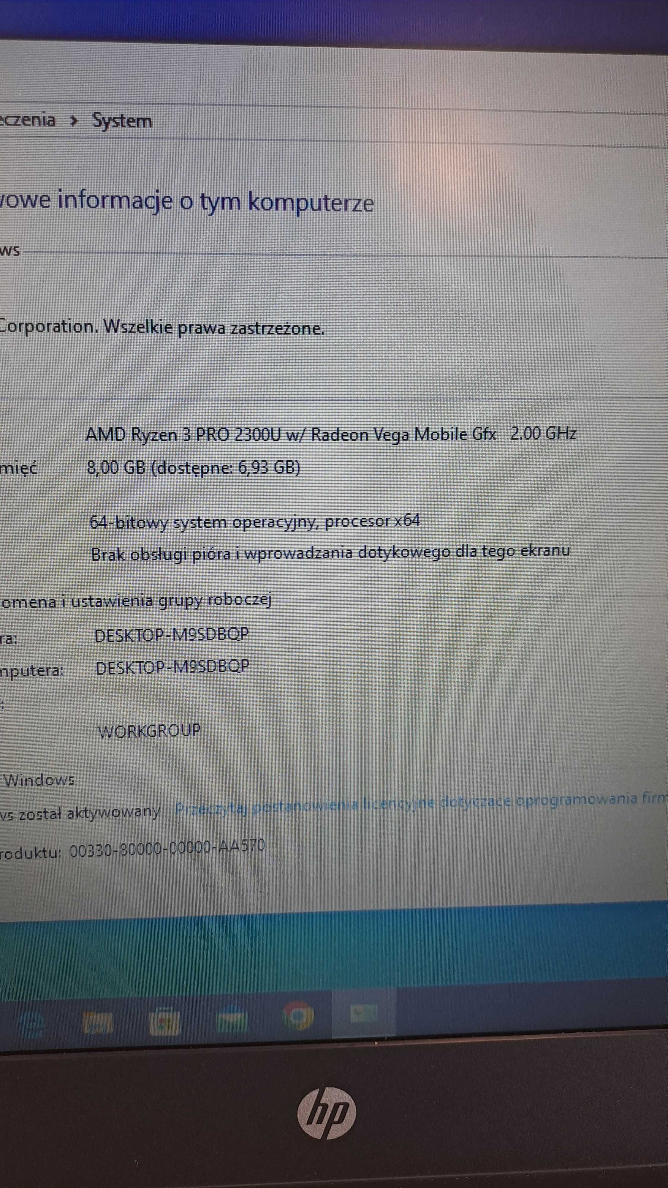 Laptop HP P 645 G4  AMD Ryzen 3 PRO 2300u/Radeon RX Vega 6/ 8GB/256GB