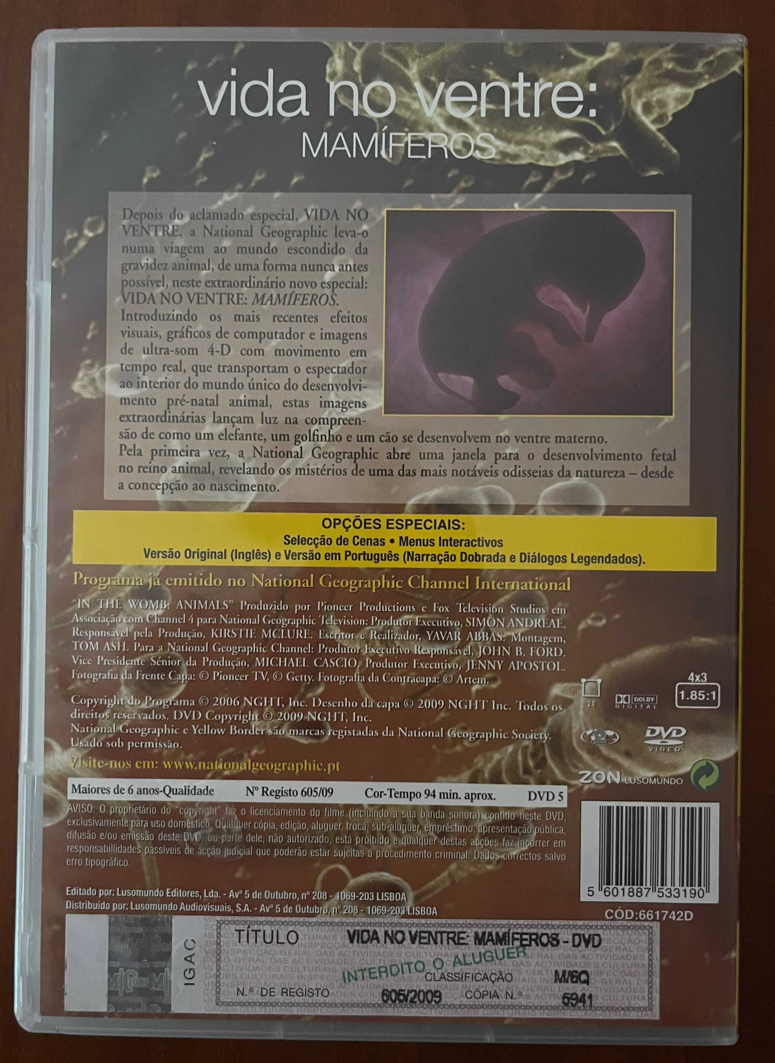 DVD "Vida no ventre: Mamíferos" de National Geographic
