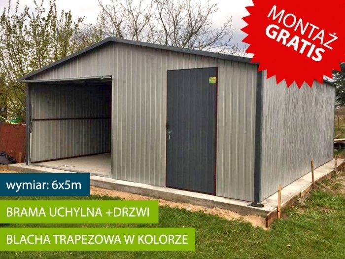 Garaż blaszany popielaty 6x5 , dowolny kolor ,dowolny wymiar,garaże