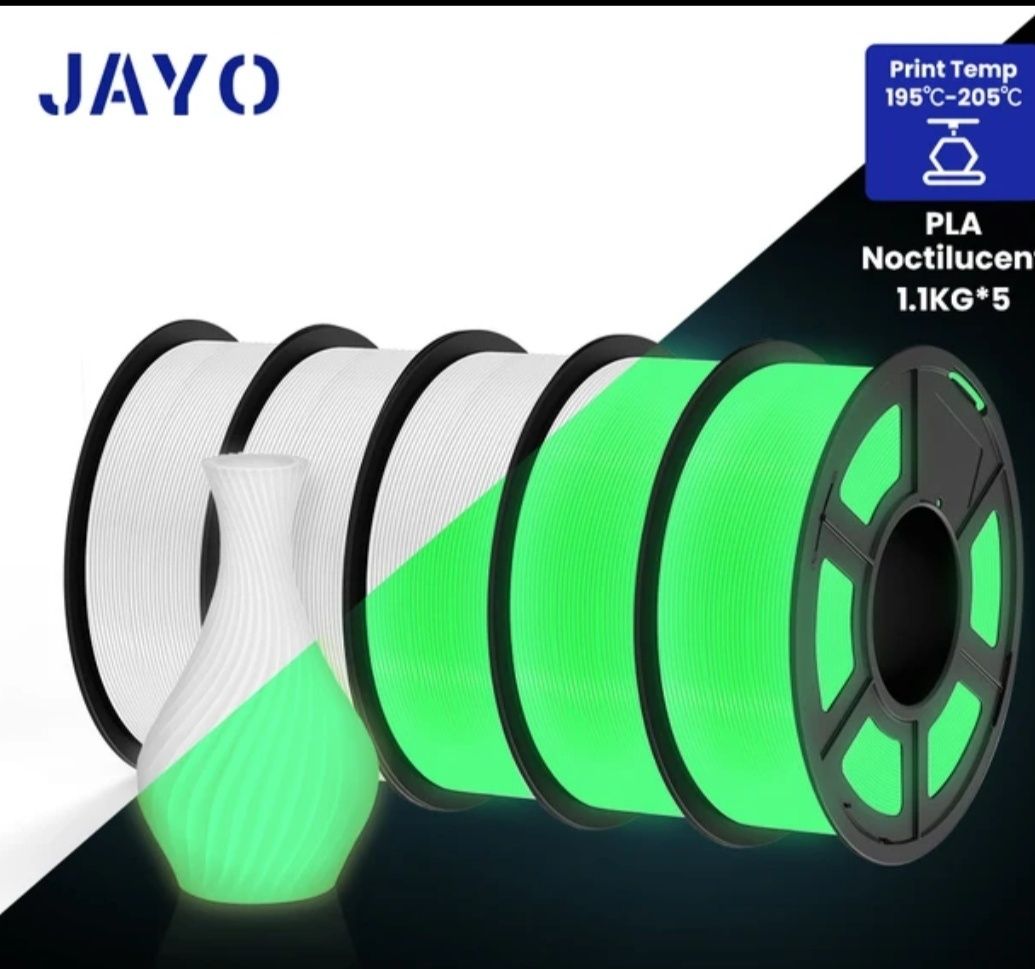 Filament JAYO /SUNLU Pla Glow on the dark Biały świecący na zielono.