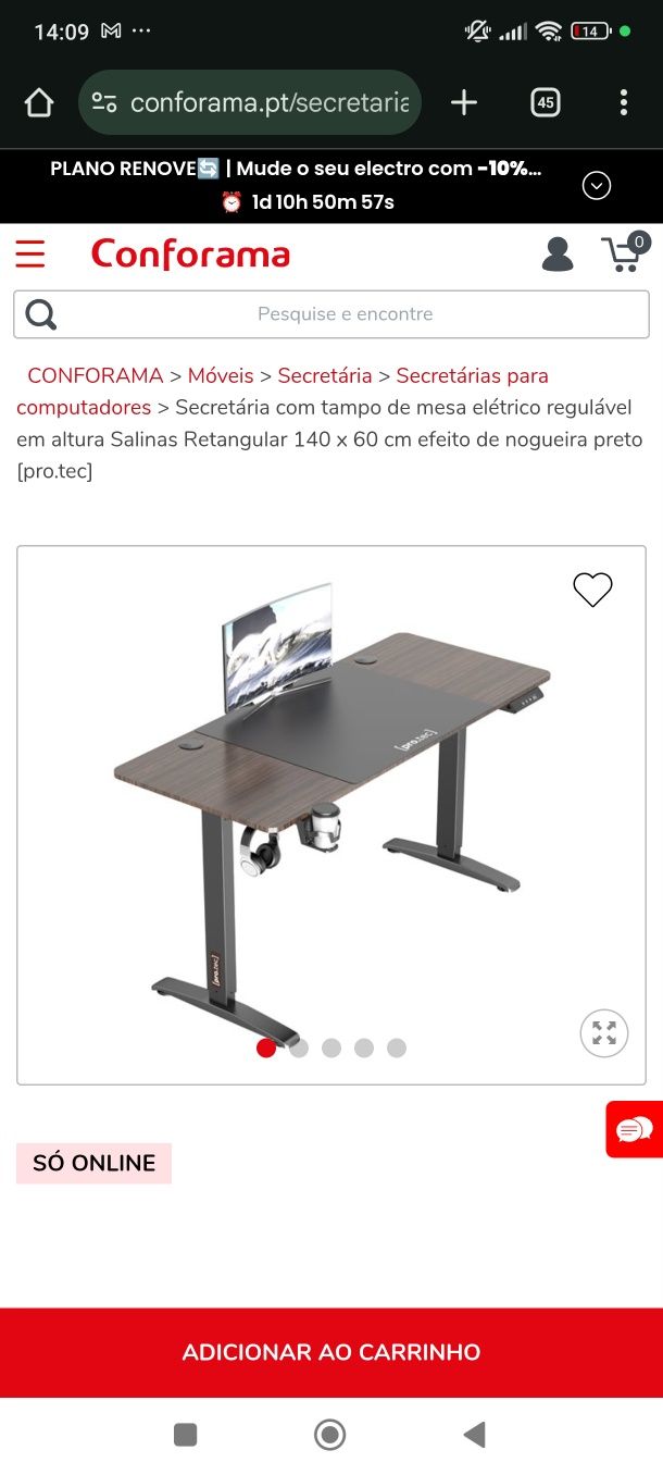 Cadeira e Mesa Eléctrica Escritório
