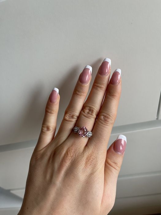 Piękny delikatny pierścionek morganit syntetyczny kwiat r 14