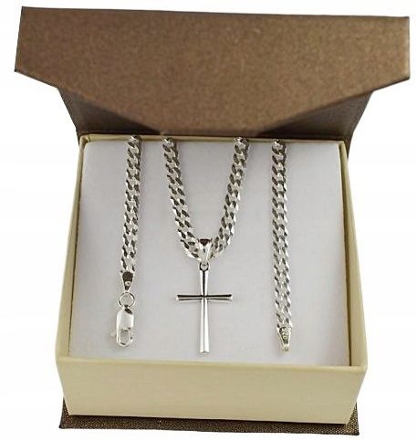 Łańcuszek srebrny pancerka z krzyżykiem + grawer -50%