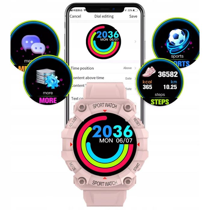 Smartwatch Zegarek Sportowy Kroki Kalorie Puls - Czerwony