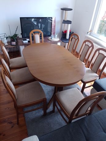 Stół dębowy rozkładany plus krzesła