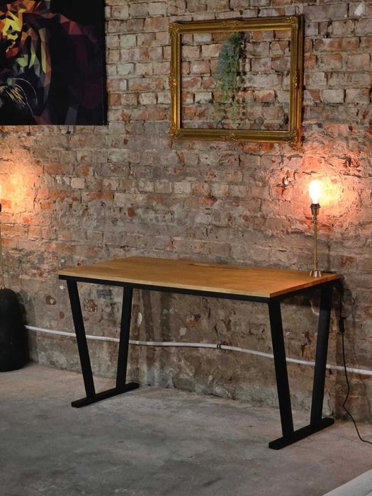 Biurko LOFT 130x60 naturalny dąb, metalowy stelaż | Transport GRATIS