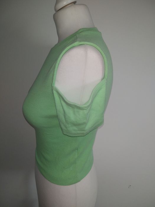 Neonowy zielony prążkowany crop top House Brand 38 M