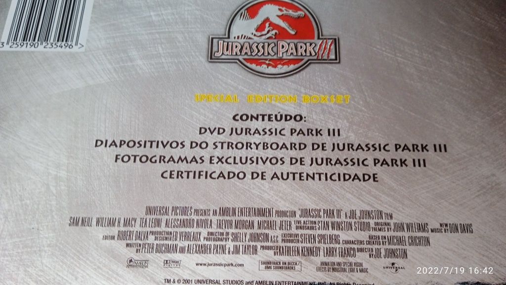 DVD Filme Parque Jurássico 3 (colecionador)