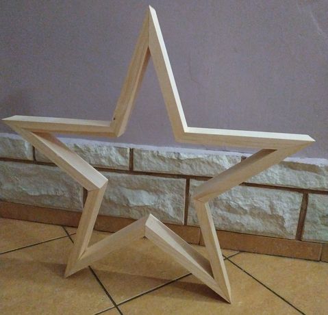 Gwiazda drewniana dekoracja świąteczna, baza pod stroik
