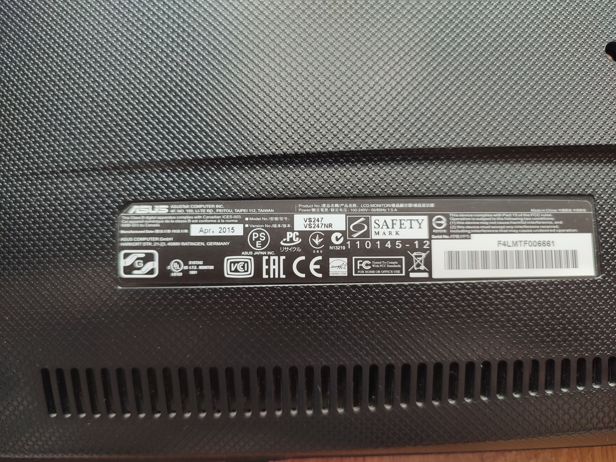 Monitor 24 cali Asus vs247nr vga dvi