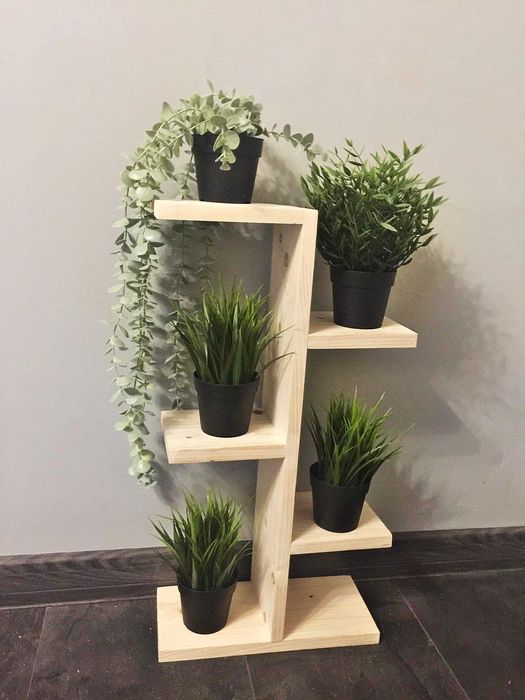 DREWNIANY kwietnik piętrowy, półka, stojak na kwiaty, regał