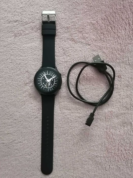 Smartwatch, okrągły, fitness, czarny, polskie menu