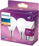 Philips LED Classic E14 żarówki 2-pak (40 W) z ciepłym białym światłem